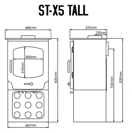 Saltfire ST-X5 Tall Multifuel stove - Image 4